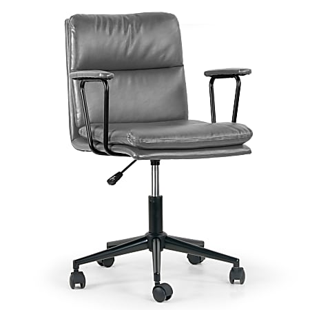 Glamour Home Avalee Ergonomic Faux Leather Mid-Back Adjustable Task Chair, Gray