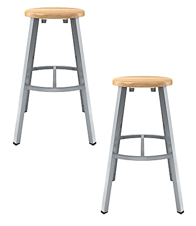 National Public Seating Titan Stools, 30"H, Wood/Gray, Pack