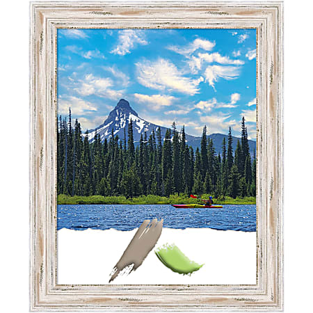 Amanti Art Rectangular Wood Picture Frame, 27” x 33”, Matted For 22” x 28”, Alexandria White Wash