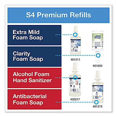 Foam Skincare Manual Dispenser, 1 L Bottle; 33 oz Bottle, 4.45 x 4.13 x 11.26, White, 4/Carton