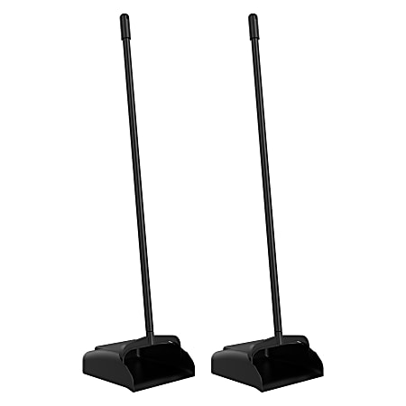 Gritt Commercial Plastic Open-Lid Lobby Dust Pans, 35” x 10-7/16”, Black, Pack Of 2 Pans