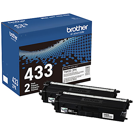 Brother® TN-433 Black High Yield Toner Cartridges, Pack Of 2, TN-433BK