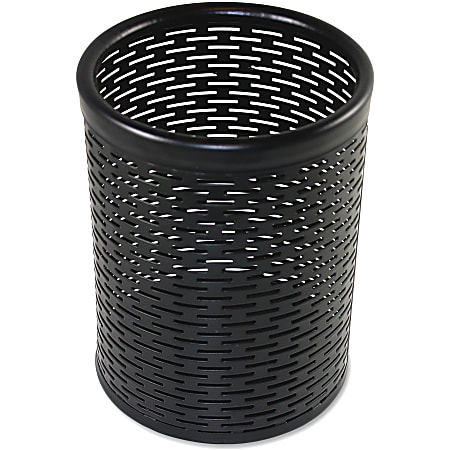 Artistic Urban Collection Punched Metal Pencil Cup, 4.5"H x 3.5"W x 3.5"D, Metal, Black