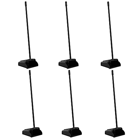 Gritt Commercial Plastic Open-Lid Lobby Dust Pans, 35” x 10-7/16”, Black, Pack Of 6 Pans