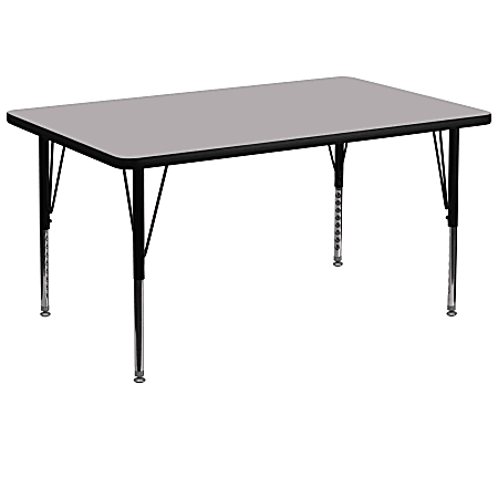 Flash Furniture 72"W Rectangular Thermal Laminate Activity Table With Short Height-Adjustable Legs, Gray