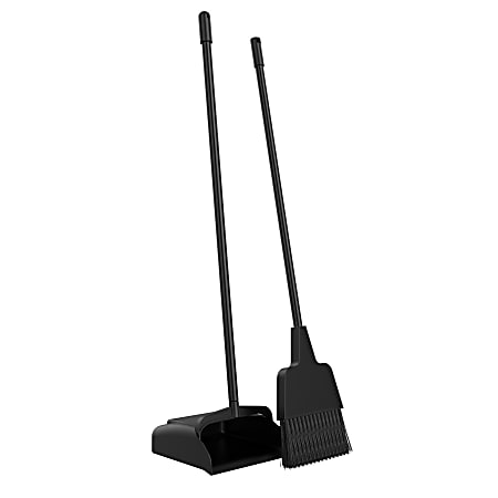 Gritt Commercial Open-Lid Lobby Dustpan With Broom, 12", Black