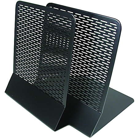 Artistic (2) Urban Collection Punched Metal Bookends (Pair), Black - 6.5" Height x 5.5" Width x 6.5" Depth - Scratch Resistant - Black - Steel - 2 Pack