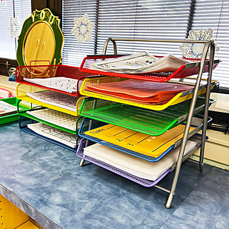 Mind Reader 5 Tier Paper Tray Desktop Organizer Metal Mesh 15 H x 14 W ...