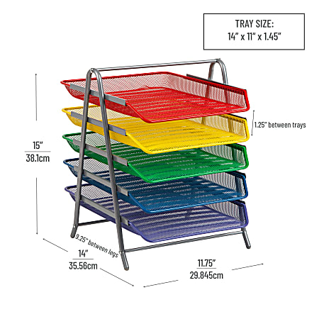 Mind Reader 5 Tier Paper Tray Desktop Organizer Metal Mesh 15 H x 14 W ...