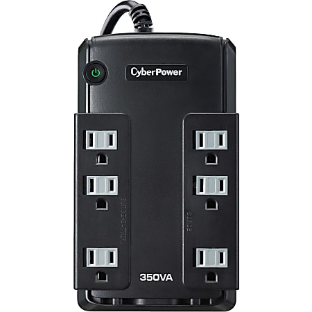 CyberPower CP350SLG Standby UPS Systems - 350VA/255W, 120 VAC, NEMA 5-15P, Compact, 6 Outlets, $75000 CEG, 3YR Warranty