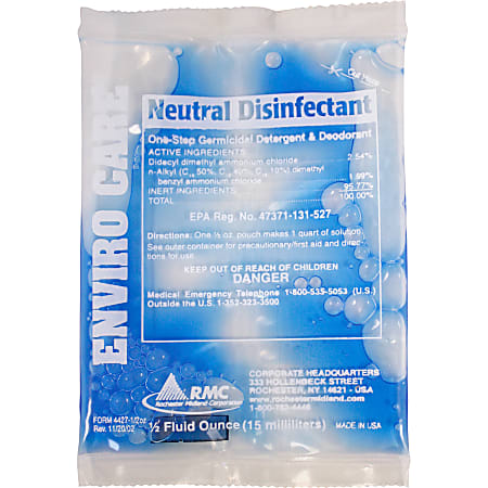 RMC Enviro Care Neutral Disinfectant - Concentrate - 0.5 fl oz (0 quart) - 144 / Carton - Blue