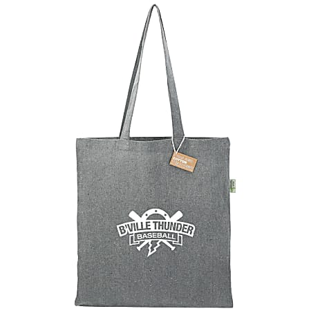 Custom Promotional Recycled Cotton Convention Tote, 15" x 16-1/2", 70% Recycled, Gray