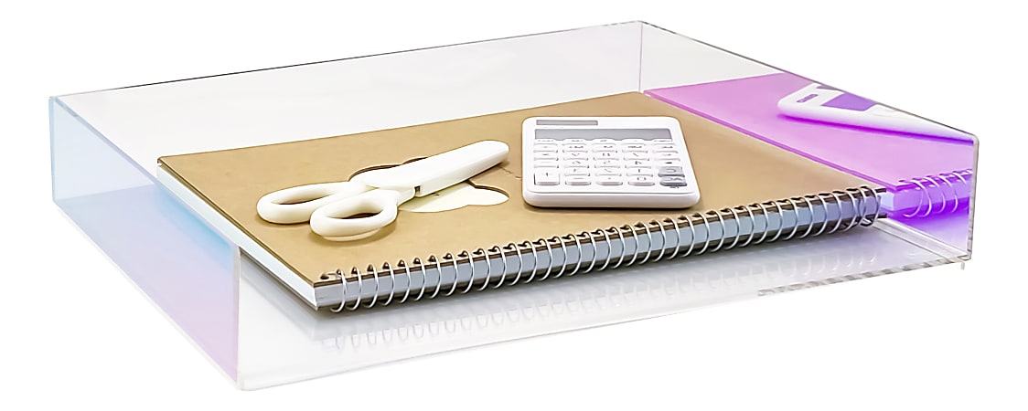 Realspace® Acrylic Paper Tray, 2"H x 12"W x 8-3/4"D, Clear/Iridescent