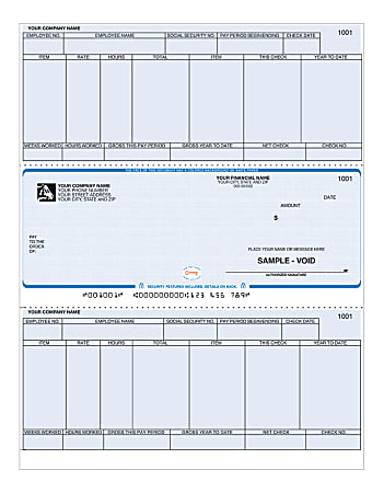 Custom Laser Enhanced-Security Payroll Checks for Sage 50 U.S., 8-1/2" x 11", Box of 250