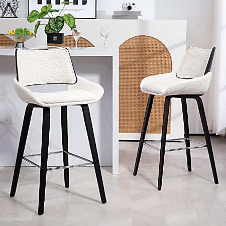 Glamour Home Bea Fabric Barstool With Back, White/Black