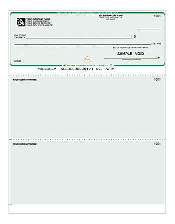 Laser-Enhanced Security Checks, Payroll Checks For Quicken®, 8 1/2" x 11", Box Of 250 Checks, DLMP12, Top Voucher