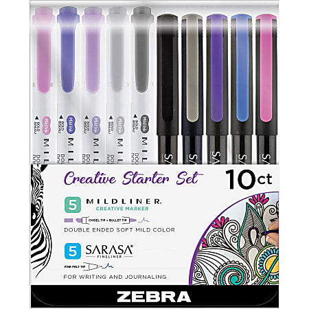 Zebra® Pen SARASA®/MILDLINER™ 10-Piece Creative Starter Set,