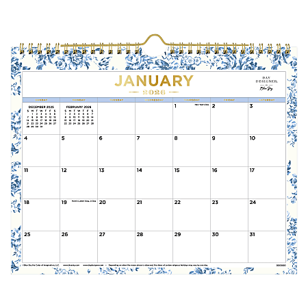 2026 Blue Sky Day Designer Monthly Wall Calendar, 11” x 8-3/4”, Belinda, January To December, 155619