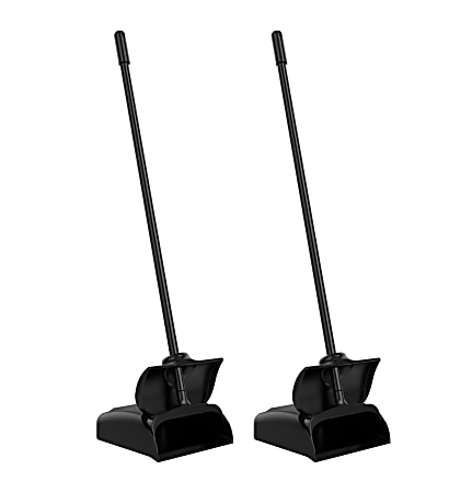 Gritt Commercial Closed-Lid Lobby Dust Pan, 35” x 10-7/16”, Black, Pack Of 2 Pans