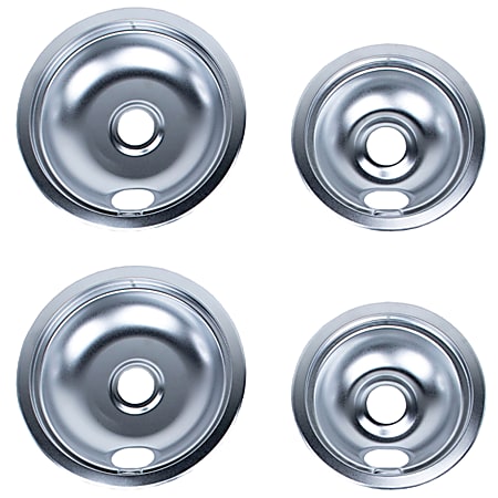 Certified Appliance Accessories Style A Replacement Drip Bowls For Whirlpool, Kenmore, Frigidaire And Maytag Ranges, Silver, Set Of 4 Bowls