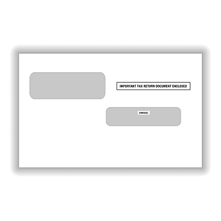 ComplyRight™ Double-Window Envelopes For W-2C Tax Forms, Moisture-Seal, White, Pack Of 100 Envelopes