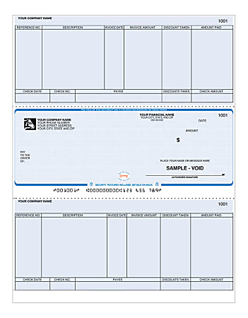 Custom Laser-Enhanced Security Checks, Accounts Payable Checks For Sage Peachtree®, 8 1/2" x 11", Box Of 250 Checks.