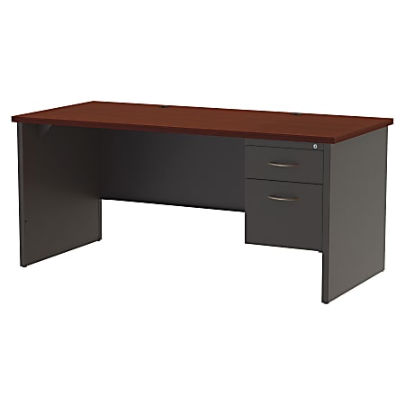 WorkPro® Modular 66”W Right-Pedestal Computer Desk, Charcoal/Mahogany