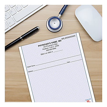 Custom Standard Security RX Prescription Pads Vertical Format With ...