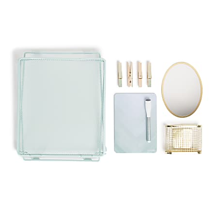 U Brands 9 Piece Locker Kit Blue ChevronGold Office Depot