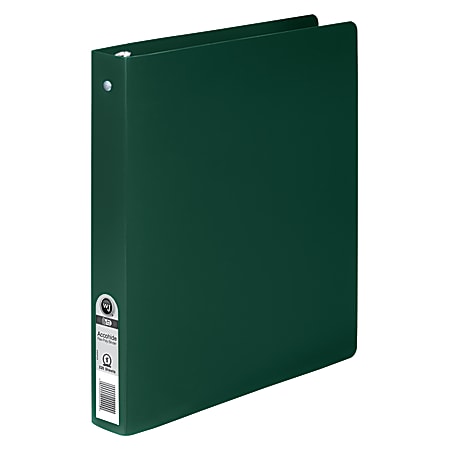 Wilson Jones® Flexible Accohide® Poly 3-Ring Binder, 1" Round Rings, Forest Green