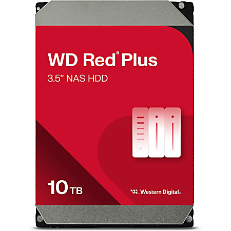 Western Digital Red Plus WD101EFBX 10 TB Hard Drive - 3.5" Internal - SATA (SATA/600) - Conventional Magnetic Recording (CMR) Method - Storage System Device Supported - 7200rpm - 180 TB TBW - 3 Year Warranty