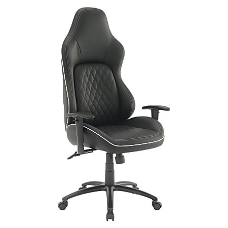 Office Star High Stakes Ergonomic Bonded Leather Computer Gaming Chair, Black/White