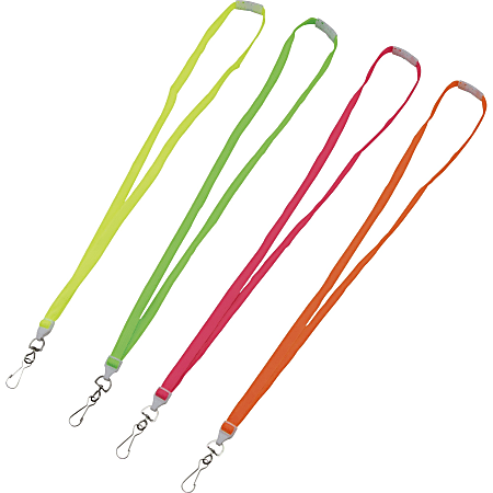 Advantus Neon Breakaway Lanyard - 12 / Pack - 0.5" Width x 36" Length - Neon Pink