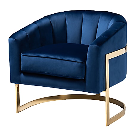 Baxton Studio 9264 Glam Lounge Chair, Dark Royal Blue