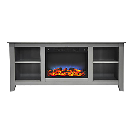 Cambridge® Santa Monica Electric Fireplace And Entertainment Stand With Multicolor LED Insert, Gray