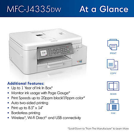 Brother® INKvestment Tank MFC-J4335DW Wireless Color Inkjet All-In-One  Printer