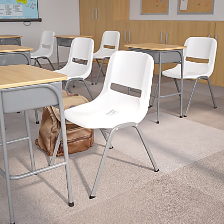 Flash Furniture HERCULES Series Ergonomic Shell Stack Chairs, White, Set Of 5 Chairs
