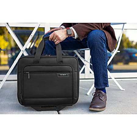 Samsonite professional leather 2 pocket laptop briefcase new arrivals