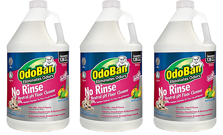 OdoBan Pet Solutions No-Rinse Neutral pH Floor Cleaner Concentrate, 1 Gallon, Pack Of 3 Jugs