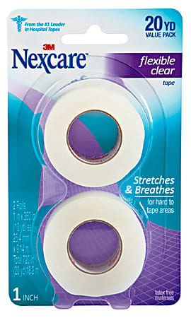 3M™ Nexcare™ Flexible Clear First Aid Tape, 1" x 20 Yd., 2 Rolls