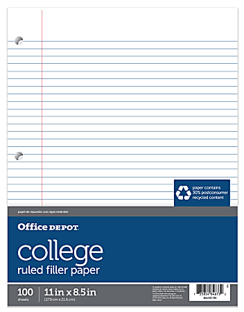 Office Depot® Brand College-Ruled Notebook Filler Paper, 3-Hole