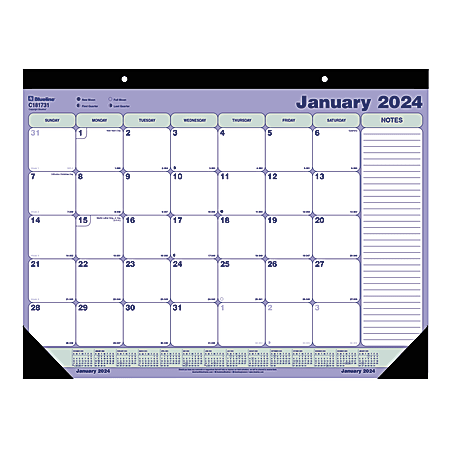 2024 Blueline® Monthly Desk Pad Calendar, 22" x