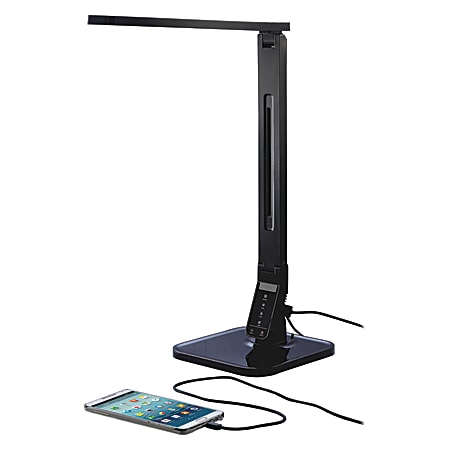 Lorell® LED Smart USB Desk Lamp, 18-5/16"H, Black
