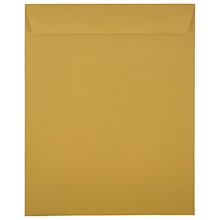 JAM Paper® Open-End Envelopes, 11-1/2 x 14-1/2, Gummed Seal, Brown Kraft, Pack Of 100 Envelopes