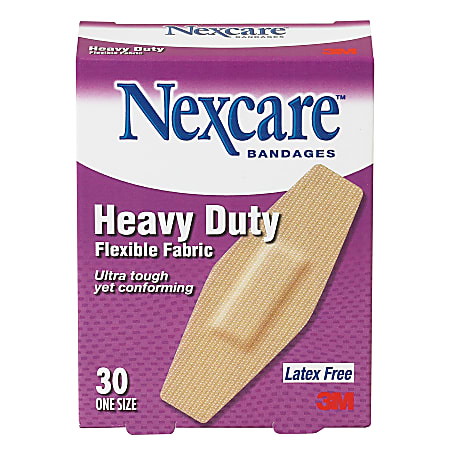 3M™ Nexcare™ Heavy-Duty Flexible Fabric Bandages, 1 1/8" x 3", Box Of 30