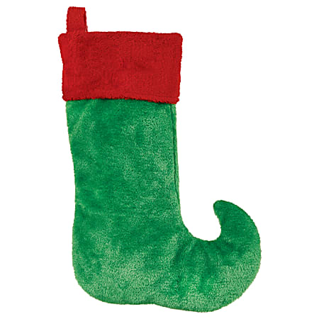Amscan Christmas Elf Plush Stockings, 18"H x 5"W x 2"D, Green, Pack Of 5 Stockings