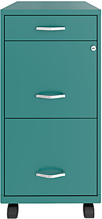 Realspace® SOHO Organizer 18"D Vertical 3-Drawer Mobile File Cabinet, Teal