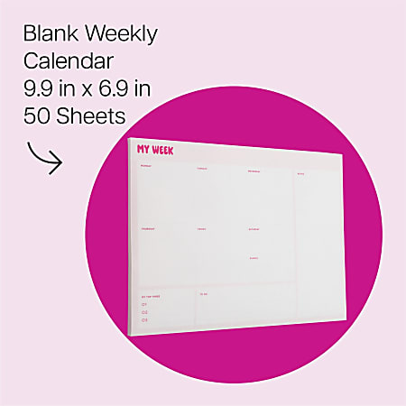 Post it Weekly Calendar Sticky Notes 6.9 x 9.9 in 1 Pad 50 SheetsPad ...