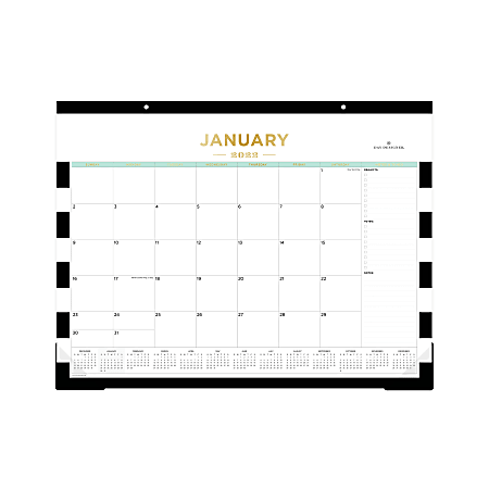Day Designer RY22 Monthly Desk Calendar, Rugby Stripe, January To December 2022, 133129