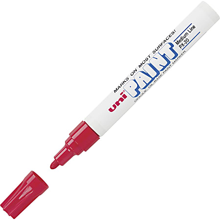 Uni-Ball Uni-Paint Oil-Base Medium Line Markers - Medium Marker Point - Red Oil Based Ink - White Barrel - 1 Each